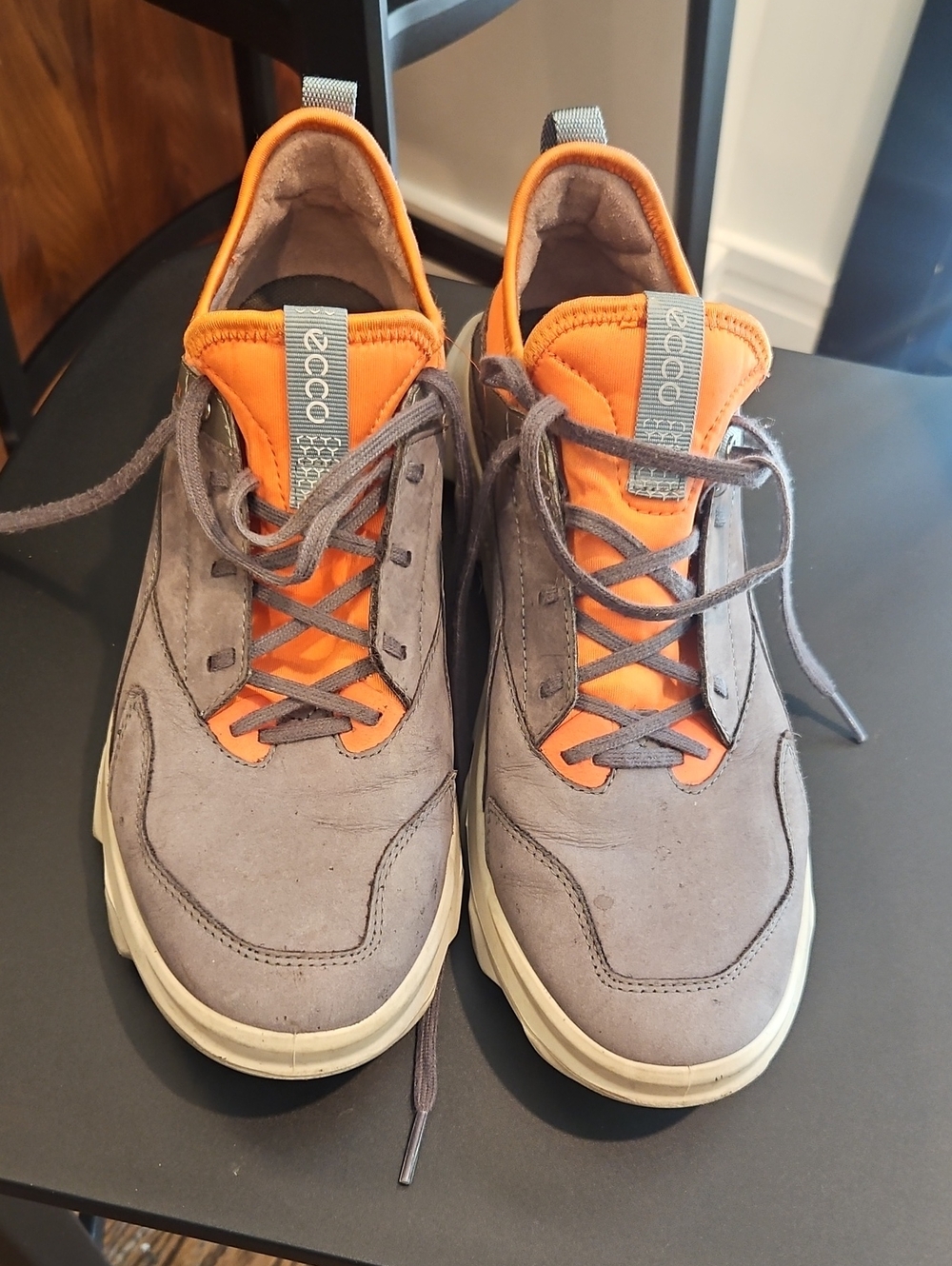 Ecco Women's Gray Sneakers with Orange Accents Size 10/EU 41